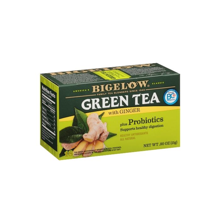 BIGELOW: Green Tea with Ginger plus Probiotics 18 Bags, 0.9 oz